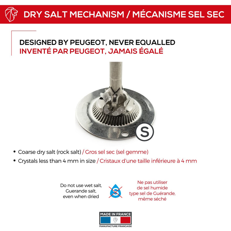 [Australia - AusPower] - Peugeot - Paris u’Select Manual Salt Mill - Adjustable Grinder - Beechwood, Graphite Finish 18cm - 7in 
