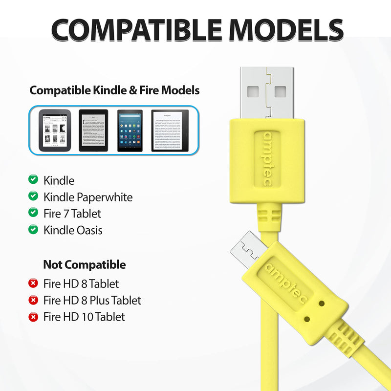 [Australia - AusPower] - Kindle Fire Charger Cord Replacement Fast Charging Micro USB Cable - Supports Kindle E-Readers, Kindle, Paperwhite, Oasis, Fire 7 and Any Micro USB Devices (1 Pack) 1 Pack 