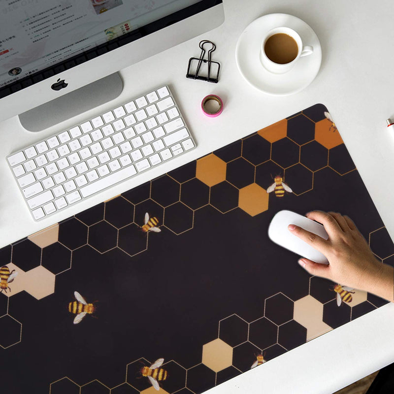 [Australia - AusPower] - iCasso Extended Gaming Mouse Pad (35.4x15.7 in), Large Non-Slip Rubber Base Mousepad with Stitched Edges, Waterproof Keyboard Mouse Mat Desk Pad for Work, Game, Office, Home - Honeycomb 