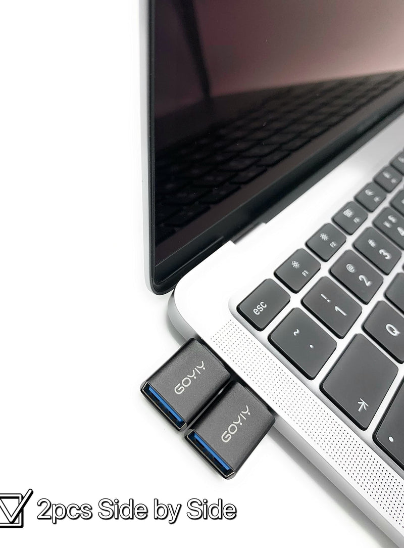 [Australia - AusPower] - GOYIY USB C to USB Adapter, USB C Male to USB Female Adapter, USB3.2 Gen 2，2-Pack, Compatible with MacBook Pro/Air, iMac, iPad Mini/Pro, Mobile Phone and Other Type C or Thunderbolt 4/3 Devices(Black) Black 