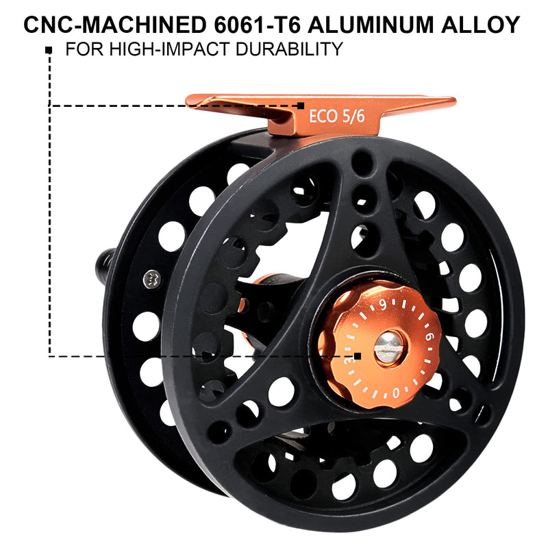 [Australia - AusPower] - M MAXIMUMCATCH Maxcatch ECO Large Arbor Fly Fishing Reel (3/4wt 5/6wt 7/8wt) and Pre-Loaded Fly Reel with Line Combo Black Fly Reel (Without Line) 2/3 weight 