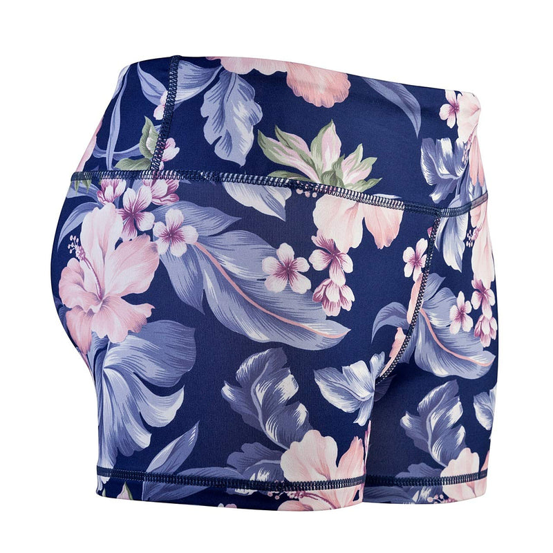 [Australia - AusPower] - Epic MMA Gear Yoga Stretch Booty Shorts Large Hibiscus Navy 