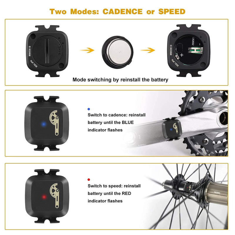 [Australia - AusPower] - CooSpo Cadence and Speed Sensor, Bluetooth ANT+ Cycling Cadence Sensor Bike Speed Sensor, Wireless RPM Bicycle Cadence Sensor for Bike Computer/Rouvy/Zwift/Openrider/Peloton/Wahoo/CooSporide 
