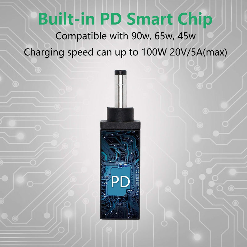 [Australia - AusPower] - CERRXIAN 100W PD USB Type C Female Input to DC 4.0mm x 1.7mm Power Charging Adapter(M4017a) (Black) Black 