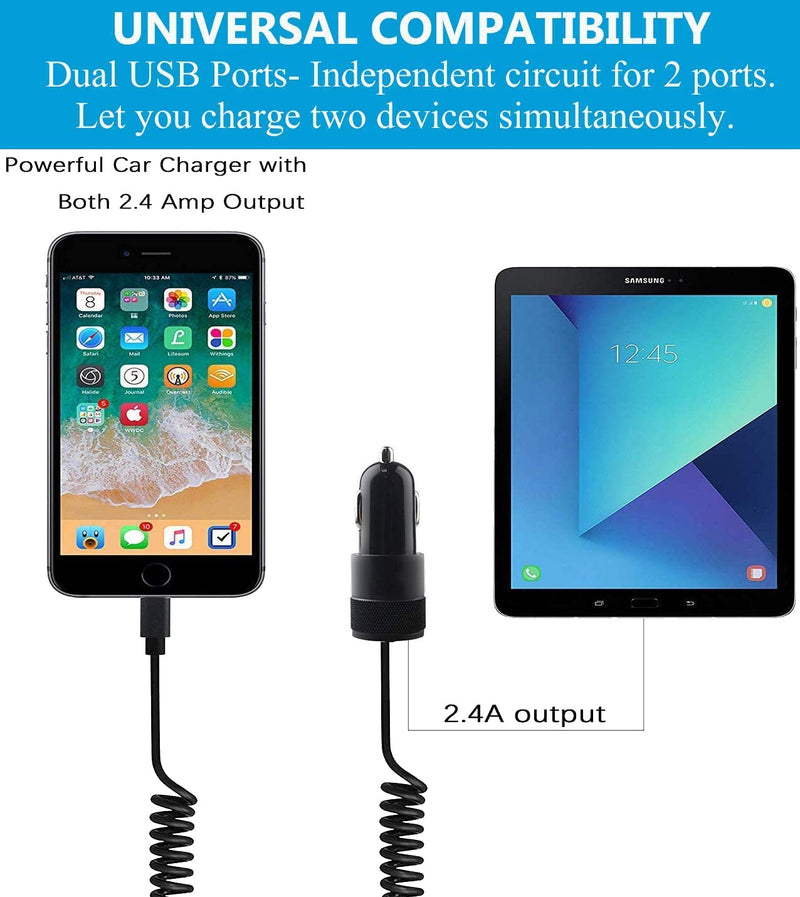 [Australia - AusPower] - iPhone Car Charger,[Apple MFi Certified] 24W/4.8A Compatible with iPhone 13/12/11/XR/XS/X/Pro Max 8/7/6/6S Plus/iPad Air Mini Pro USB Port Fast Cable Car Charger Cigarette Adapter(CC001 Black) 