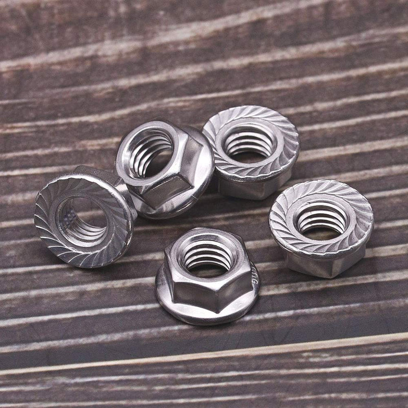[Australia - AusPower] - 1/4"-20 Serrated Flange Hex Lock Nuts Hexagon Nuts, 304 Stainless Steel 18-8, Full Thread, Coarse Thread UNC, Pack of 25 1/4"-20 (25 pcs) Flange Nuts 