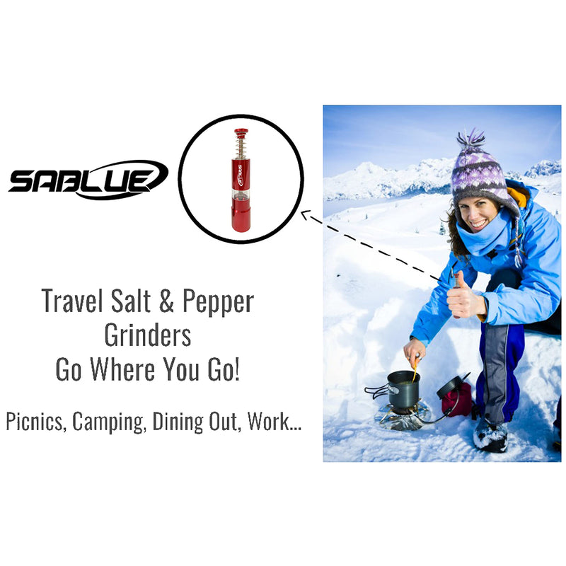 [Australia - AusPower] - SABLUE Salt And Pepper Thumb Push Button Metal Grinder Set Or Singles, Grind Travel Gadgets, Spice Grinder, for Black Pepper, Sea Salt and Himalayan Salt (Silver) Thumb Push Button Grinder 3. Silver 