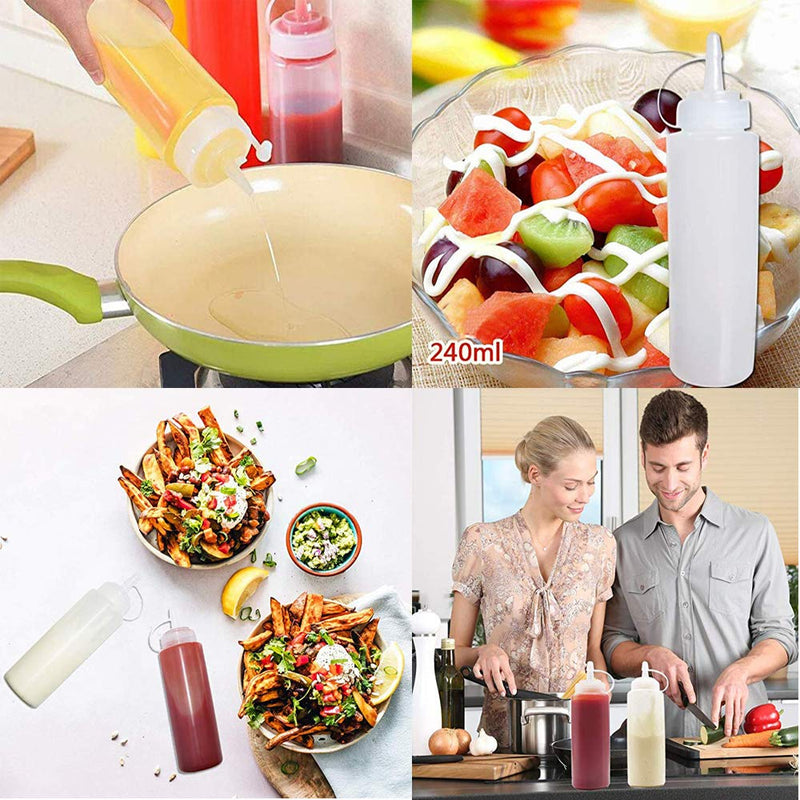 [Australia - AusPower] - 12 Pack 8 oz Plastic Squeeze Bottles Multipurpose Squirt Bottles for Ketchup,Condiments,BBQ Sauce,Dressing,Barbecue,Grilling,Crafts,Syrup and More 8OZ 