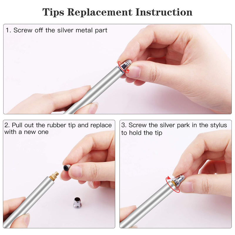 [Australia - AusPower] - METRO Universal Stylus Pens for Touch Screens - High Sensitivity Capacitive Stylus Fiber Tips 2 in 1 Touch Screen Pen with 8 Extra Replaceable Tips for iPad iPhone and All Other Tablets & Cell Phones 