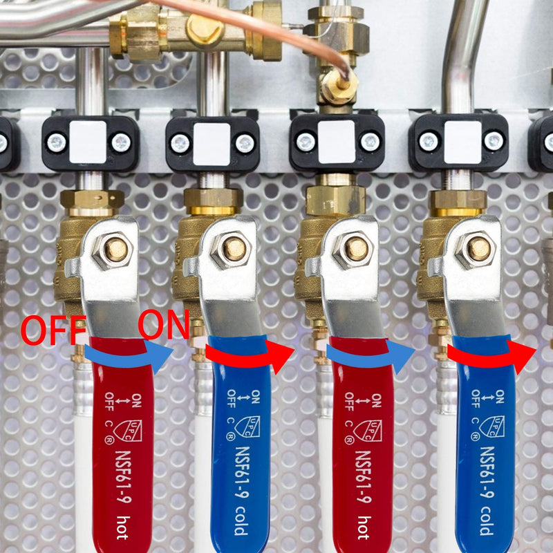 [Australia - AusPower] - Hourleey 2 Pieces 1/2 Inch Pex Brass Full Port Shut Off Ball Valve HOT AND COLD, Quarter Turn HOT (RED) COLD (BLUE) of Lead Free Brass Water Stop Shutt off, 1 Piece each 
