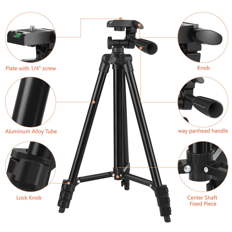 [Australia - AusPower] - 60" Phone Tripod, UEGOGO Tripod for iPhone with Remote Shutter and Universal Clip, Compatible with iPhone/Android/Sport Camera Perfect for Video Recording/Selfies/Live Stream/Vlogging 60" For Phone 