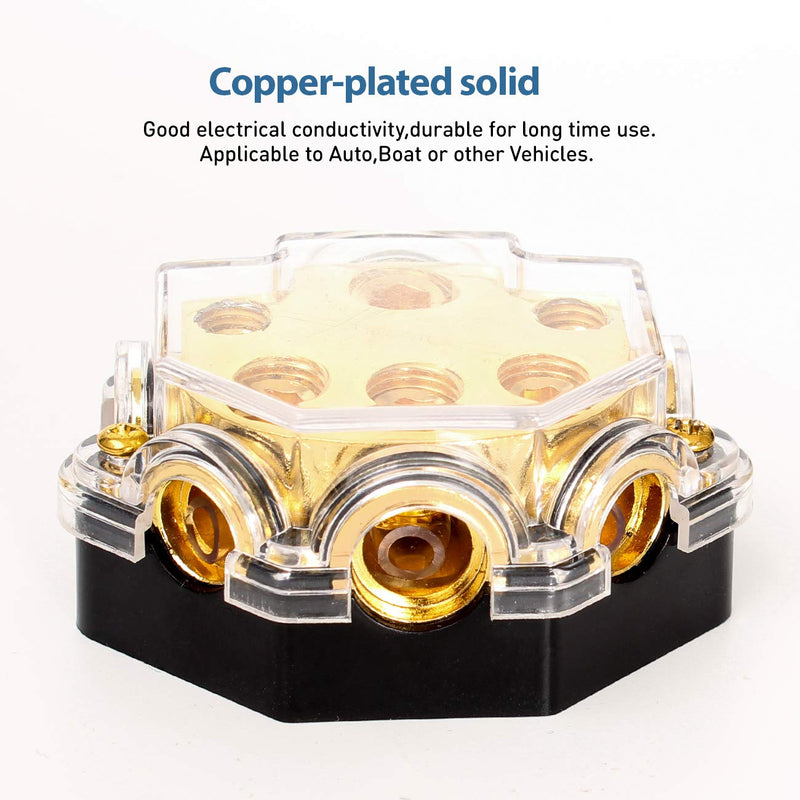 [Australia - AusPower] - JUNPIN HARDWARE Amp Copper Audio Power Distribution Block 0 Gauge AWG in 2/4/8 Gauge AWG 5 Way Out for Audio Splitter Ground Distribution Connecting Block 
