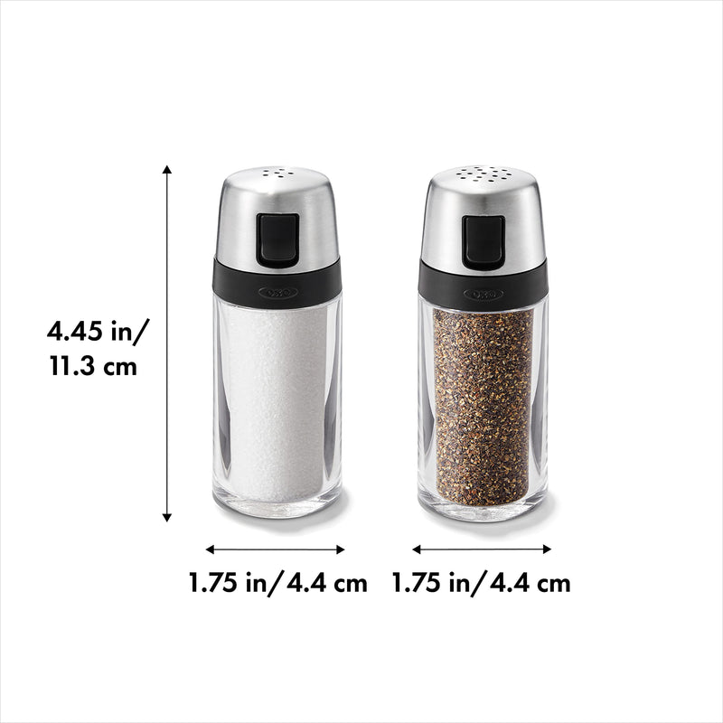 [Australia - AusPower] - OXO Salt and Pepper Shaker Set, Clear, Stainless Steel Salt & Pepper Shaker Set 