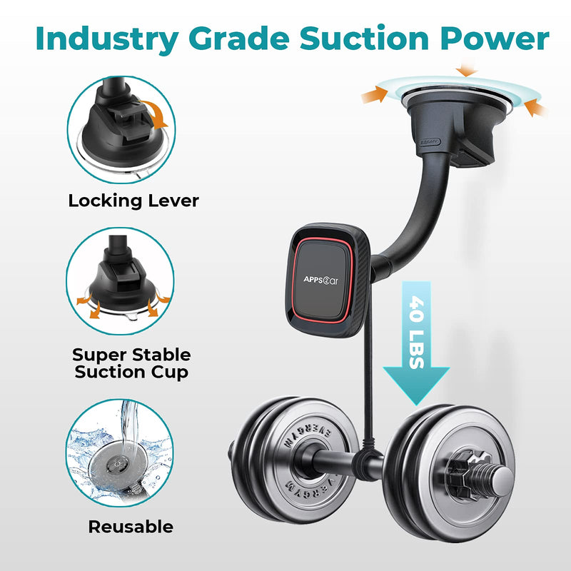 [Australia - AusPower] - Ultimate Flexible Arm Magnetic Dash Mount Windshield Phone Holder w/Strong Sticky Suction Cup Compatible with iPhone 11 Xs Max X 8 7 Plus Samsung Galaxy S10 S9 S8 Note 8 Sony Xperia Z5 Huawei P30 P20 