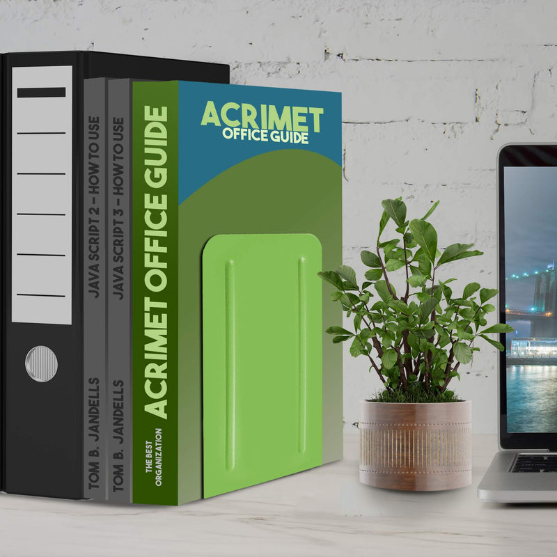 [Australia - AusPower] - Acrimet Premium Metal Bookends (Heavy Duty) (Green Citrus) (1 Pair Pack) 4" X 6.87" X 4.62" Green Citrus 