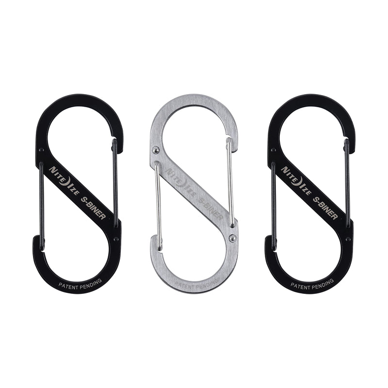 [Australia - AusPower] - Nite Ize, Inc. SB4-A1-3R3 Nite IZE S-Biner Stainless Steel 4, Gated Keys and Gear, 3 Pack, Black/Stainless Dual Carabiner 