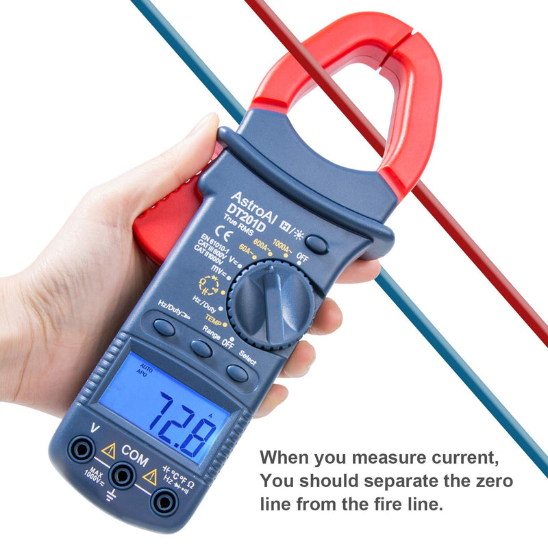 [Australia - AusPower] - AstroAI Digital Clamp Meter TRMS 6000 Counts Multimeter Auto Ranging with AC/DC Voltage,AC Current,Resistance,Continuity,Capacitance,Frequency,Duty Cycle,transistors,Diodes and Temperature Tester. 