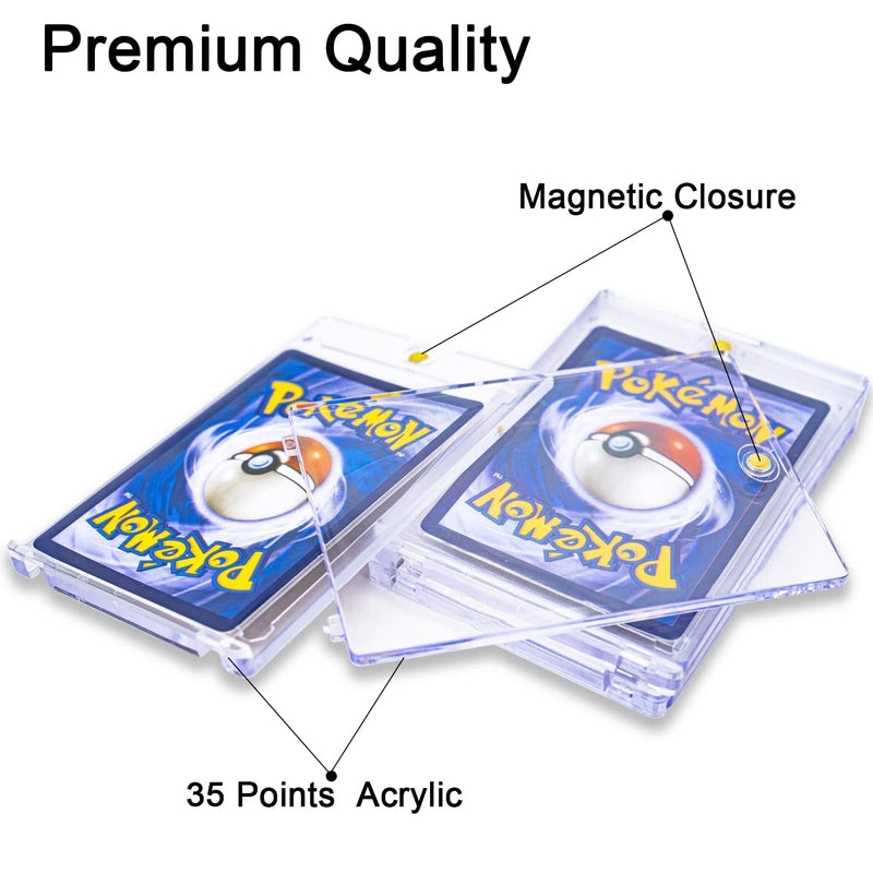 [Australia - AusPower] - 5 Pack Magnetic Trading Card Holders with 25 Pcs Soft Trading Card Sleeves, 35 PT Hard Sleeves Case for Standard Cards 2.5" X 3.5", Ultra-Clear Card Protector for Pokemon/Yugioh/MTG Cards, Sprot Cards 5 