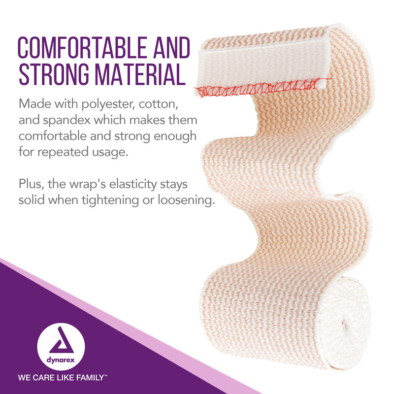 [Australia - AusPower] - Dynarex Elastic Bandages with Self-Closure, Outstanding Compression and Stretch, Latex-Free Elastic Bandages with Velcro Closure, 3" x 5 yds., 1 Box of 10 Elastic Wrap Bandages Tan 