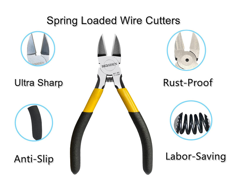 [Australia - AusPower] - Wire Cutters, BOOSDEN 5 inch Flush Cutter, Dikes Wire Cutter for Crafting Electrical Jewelry Making, Precision Wire Cutter, Small Wire Cutter, Ultra Sharp Wire Clippers, Wire Snips 5"- 1 Pack 