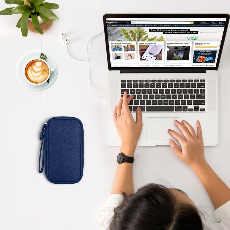 [Australia - AusPower] - DDgro Electronics Travel Organizer, Accessories Pouch Bag for Keeping Power Cord/Charger/Cables/Wireless Mouse/Kid’s Pens Organized (Small, Navy Blue) Small 