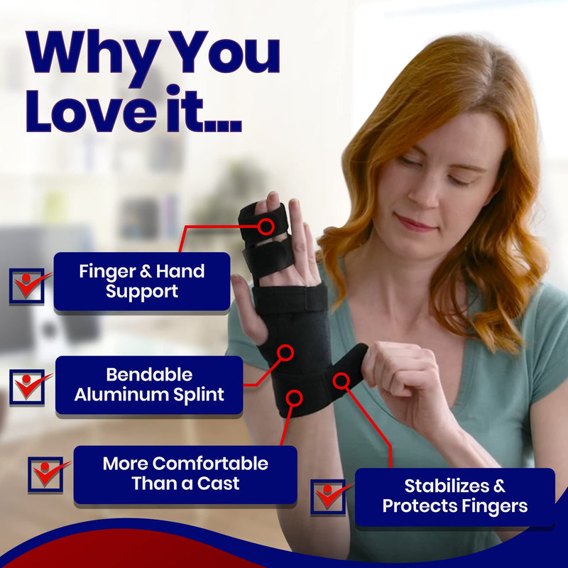 [Australia - AusPower] - Trigger Finger Splint Finger Brace – Supports Two or Three Fingers. Help Broken Fingers Hand Contractures, Arthritis, Tendonitis, Mallet Fingers or Hand Splint for Metacarpal Fractures (Right - S/Med) Small/Medium (Pack of 1) Right 