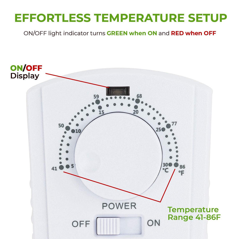 [Australia - AusPower] - EconoHome Adjustable Thermostat - Universal Plugin Heating & Cooling Thermostat - Compatible with Most EconoHome Wall Mount Space Heaters 