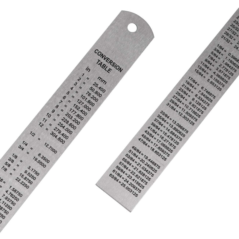 [Australia - AusPower] - 3 Pack Stainless Steel Ruler 16 inch 6 inch and 12 inch Metal Ruler Kit with Conversion Table Metric Straight Edge Linear Measurement Ruler 