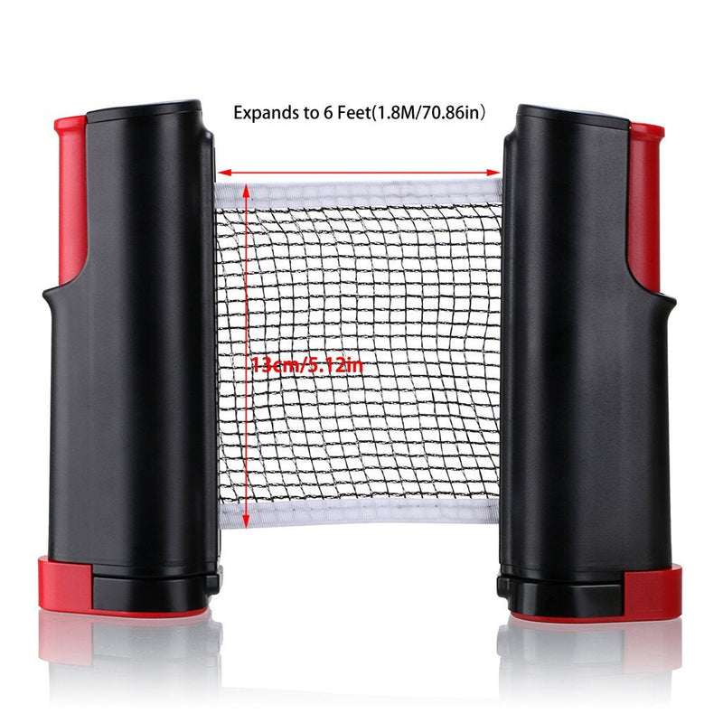 [Australia - AusPower] - Hipiwe Retractable Table Tennis Net Replacement, Ping Pong Net and Post with PVC Storage Bag, 6 Feet(1.8M, Fits Tables Up to 2.0 inch 5.0 cm Black 