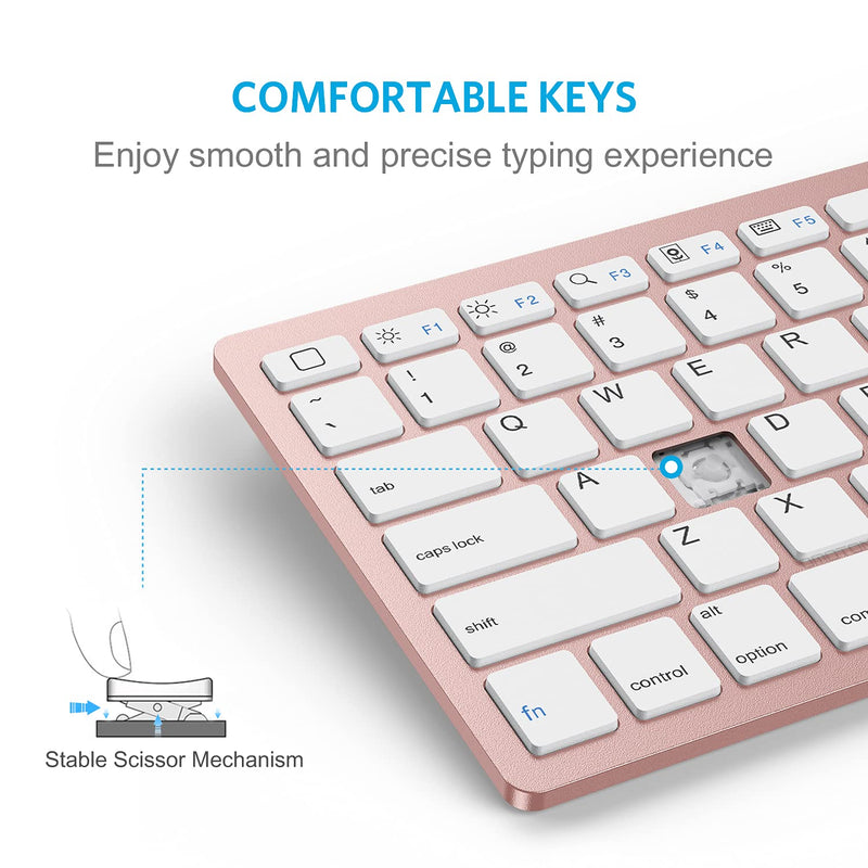 [Australia - AusPower] - OMOTON Ultra-Slim Bluetooth Keyboard Compatible with iPad 10.2(9th/ 8th/ 7th Generation)/ 9.7, iPad Air 4th Generation, iPad Pro 11/12.9, iPad Mini, and More Bluetooth Enabled Devices, Pink Gold 