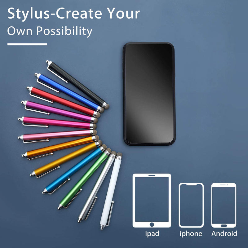 [Australia - AusPower] - 36 Pieces Stylus Pens Fiber Tip Series Capacitive Stylus Pens for Universal Touch Screen Devices Compatible with iPhone, iPad, Tablet (12 Colors) 