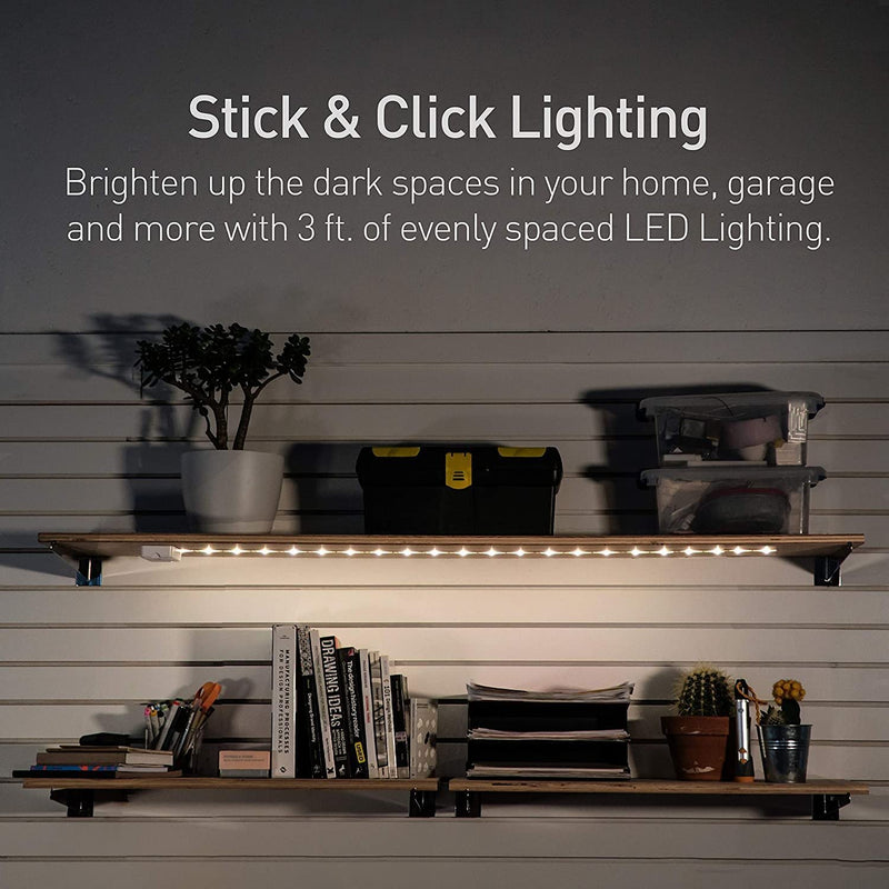 [Australia - AusPower] - POWER PRACTICAL Luminoodle Under Cabinet Lighting - Click LED Light Strip for Shelves, Kitchen Cabinets, & Furniture, 1-Pack Includes Power Button & Tape Adhesive - Daylight White (5000K) Daylight White, 1 Pack 