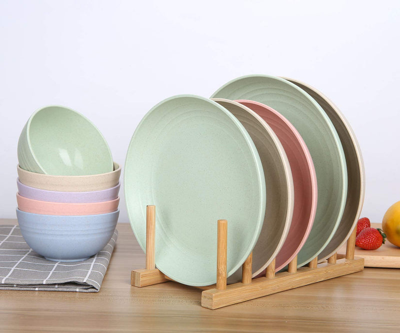 [Australia - AusPower] - 7.8 Inches Unbreakable Wheat Straw Plates - Reusable Plate Set - Dishwasher & Microwave Safe - Perfect for Dinner Dishes - Healthy, BPA Free & Eco-Friendly (7.8 Inches) Medium - 7.8 Inches 
