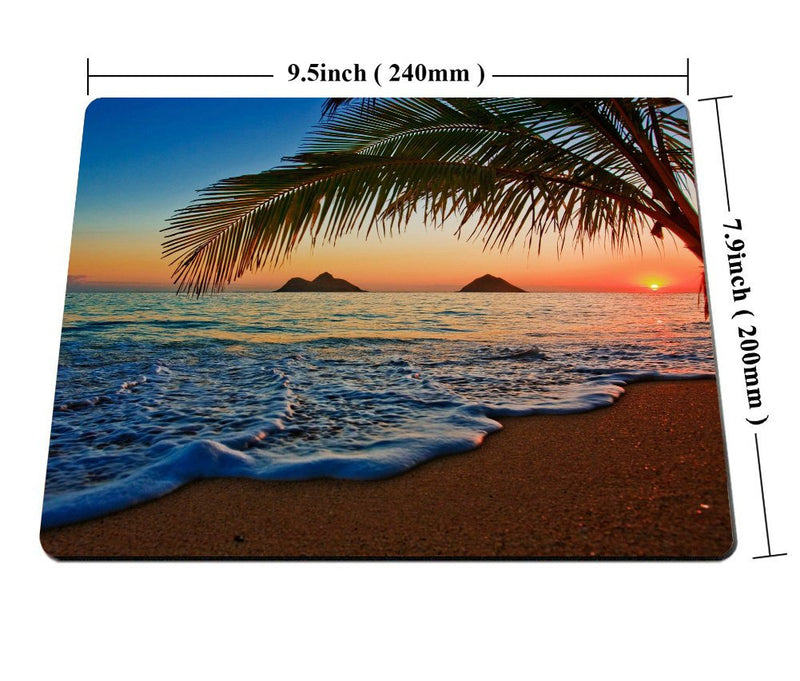 [Australia - AusPower] - Hawaiian Mouse Pad by Smooffly, Pacific Sunrise at Lanikai Beach, Hawaii Colorful Sky Wavy Ocean Surface Scene,Customized Rectangle Non-Slip Rubber Mousepad Gaming Mouse Pad, 9.5 X 7.9 Inches SM-11 