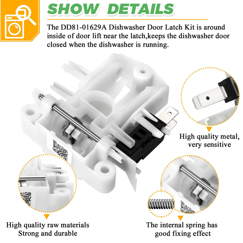 [Australia - AusPower] - DD81-02132A DD81-01629A Dishwasher Door Latch by Techecook - Fit for Samsung Dishwasher Door Latch Lock DW80R5060US DW80F600UTS DW80J3020US DW80K5050US DW80R5061UG DW80F600UTB DW80F600UTW DW80K7050UG 