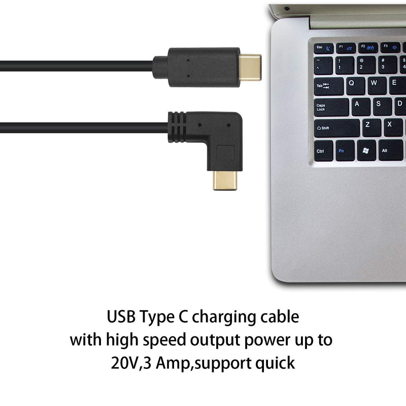 [Australia - AusPower] - Poyiccot Right Angle USB C Cable 2ft, 90 Degree USB C to USB C Cable, 10gbps Type C to Type C Cable, Support USB 3.1 Type C Fast Charging Cable for Laptop & Tablet & Mobile Phone (USB C Right Angle) 90 Degree Type C Male to Male cable 