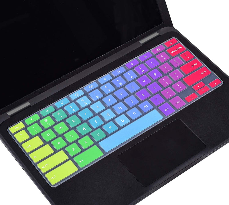 [Australia - AusPower] - Colorful Keyboard Cover for Dell 11.6 Chromebook 3100 / Dell Chromebook 11 3120 3180 3181 3189 5190 P22T 11.6" / Dell Chromebook 13 3380 13.3" Protective Skin, Dell Chromebook Accessories, Rainbow 11.6 Inch 
