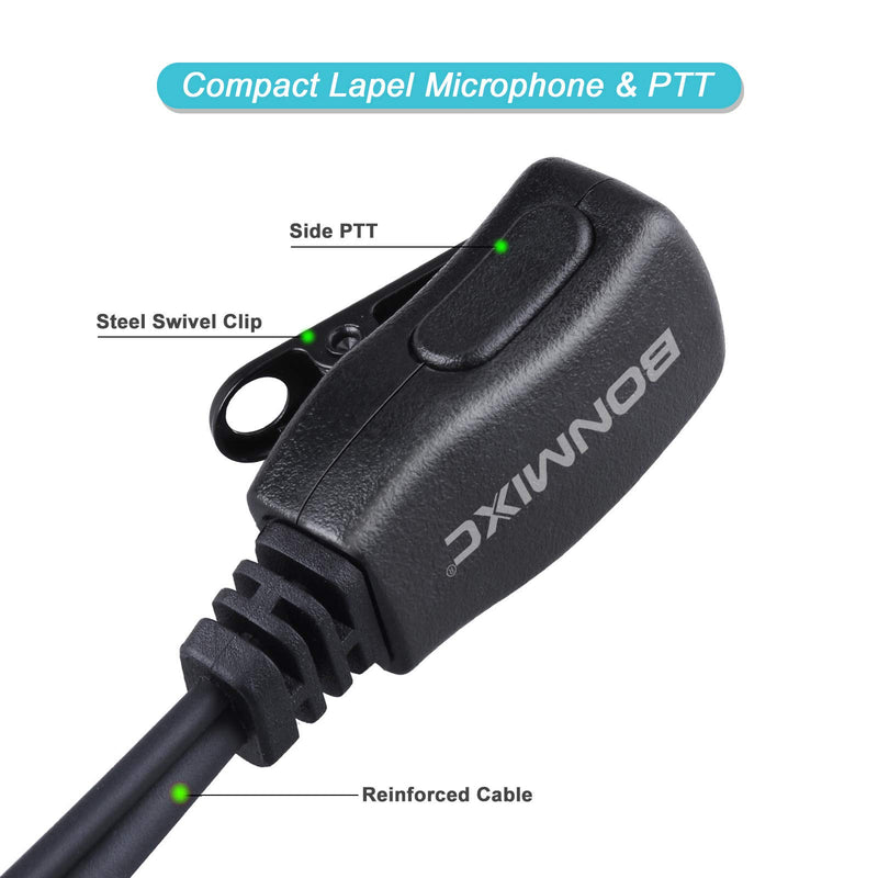 [Australia - AusPower] - BONMIXC (2 Pack) 2-Pin Walkie Talkie Headset with Mic Compatible with Kenwood ProTalk FreeTalk Baofeng 3.5mm+2.5mm 2-Pin Two-Way Radio Headset Reinforced Cable G-Shape Earhook 