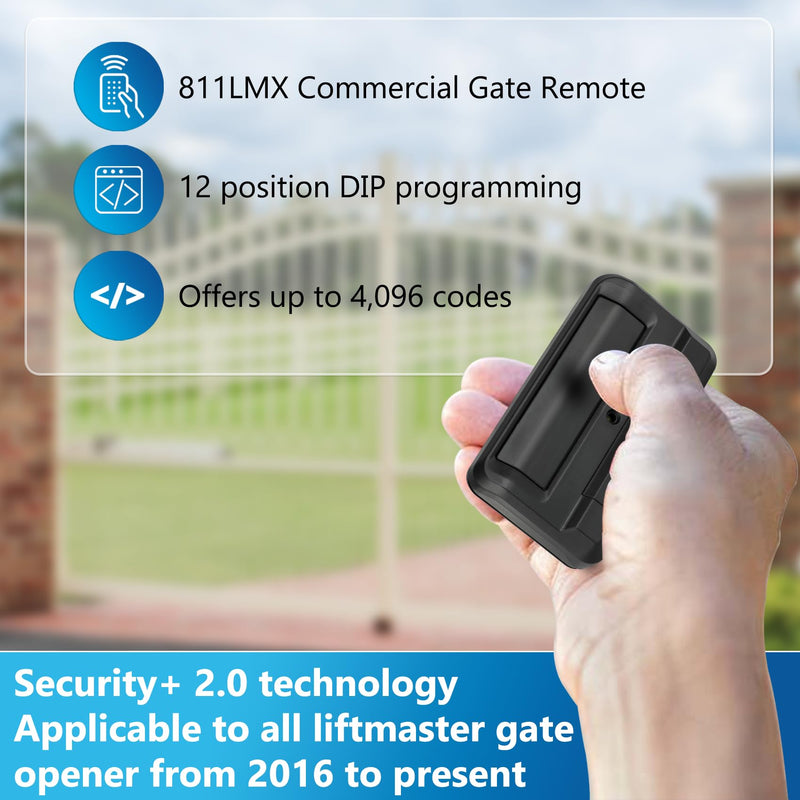 [Australia - AusPower] - 811LMX Gate Opener Remote Replacement for liftmaster 811LM and 811LMX Remote, 811LMX Remote Compatible with 850LM/ 860LM Receivers, The Gate Opener Remote Using Security+ 2.0 Technology, 1 Pack 