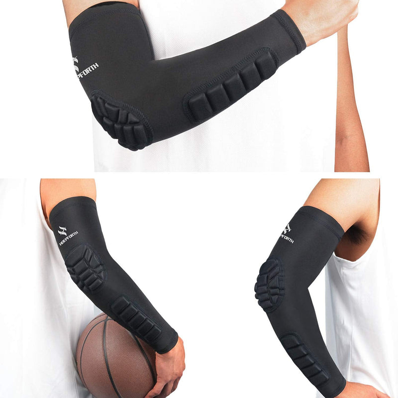 [Australia - AusPower] - HOPEFORTH 2PCS Padded Elbow Forearm Sleeves Compression Arm Protective Support Black Padded Elbow Forearm Small 