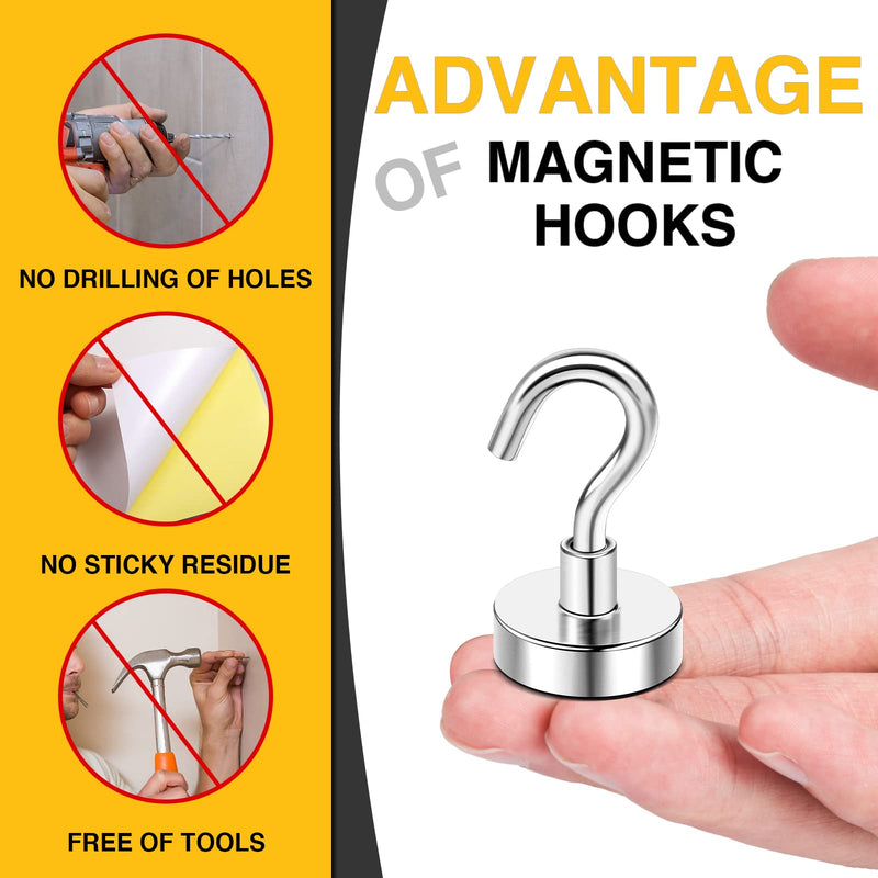 [Australia - AusPower] - DIYMAG Magnetic Hooks, 25Lbs Strong Heavy Duty Cruise Magnet S-Hooks for Classroom, Fridge, Hanging, Cabins, Grill, Kitchen, Garage, Workplace and Office etc, (6 Pack-Silver),Screw in Hooks Silver 6Pack 25Lbs+ 