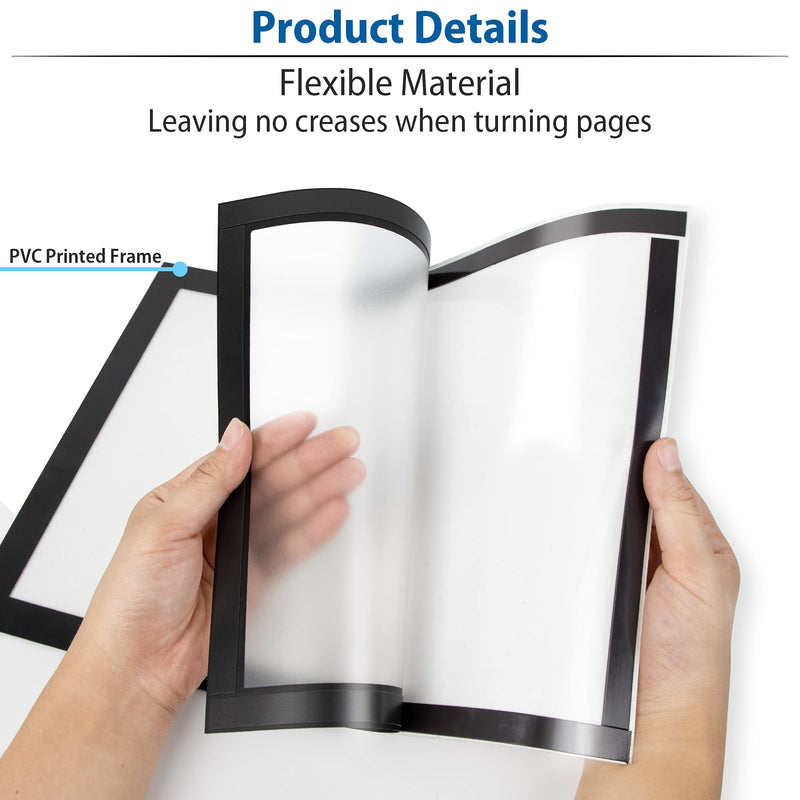 [Australia - AusPower] - Golemas Magnetic Self Adhesive Display Frame, 8.5 x 11 Double Sided Sign Holder, Flexible PVC Sheet Document Frame on Refrigerator, Door, Window, Wall for Home, Office, Store, School, pack of 5 Black 8.5" x11",5Packs 