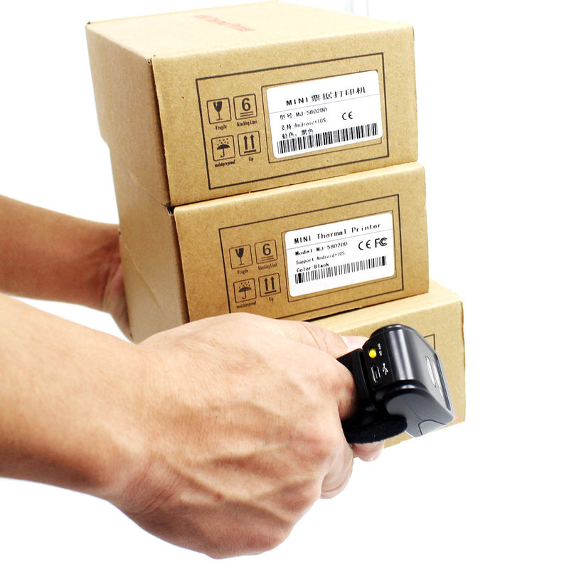 [Australia - AusPower] - Bluetooth Wireless Ring Barcode Scanner, Symcode 1D Compatible with Bluetooth Function & 2.4GHz Wireless & Wired Connection, Portable Wearable Mini Finger Bar Code Reader 