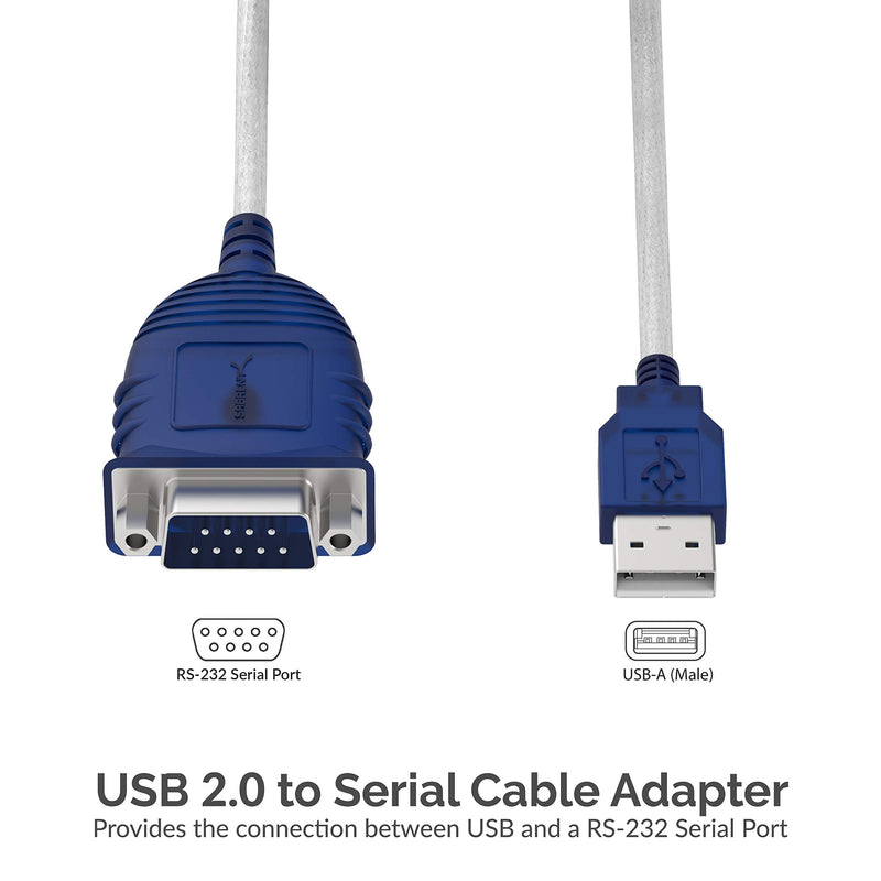 [Australia - AusPower] - SABRENT USB 2.0 to Serial (9-Pin) DB-9 RS-232 Converter Cable, Prolific Chipset, Hexnuts, [Windows 10/8.1/8/7/VISTA/XP, Mac OS X 10.6 and Above] 10-Feet (CB-9PTF) 10 FT 