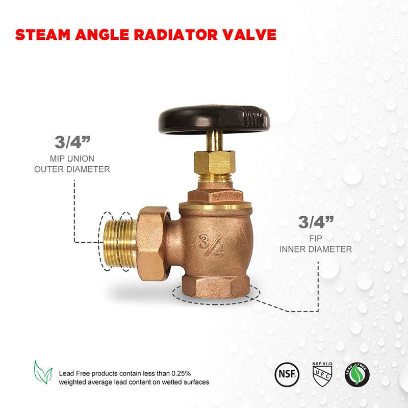 [Australia - AusPower] - Midline Valve 6I564 Steam Radiator Valve; Air Vent Temperature Control; 3/4 in. FIP x Male Union; Brass, 0.75 inch 