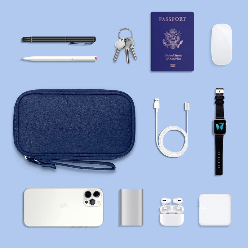 [Australia - AusPower] - DDgro Electronics Travel Organizer, Accessories Pouch Bag for Keeping Power Cord/Charger/Cables/Wireless Mouse/Kid’s Pens Organized (Small, Navy Blue) Small 