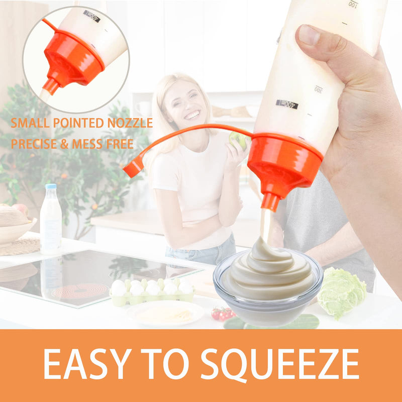 [Australia - AusPower] - TOCKONIMN Condiment Squeeze Squirt Bottles for Sauces Plastic - (2pcs, 6oz) Ketchup Bottles with Top for Paint Cooking Liquids Sauce Dispenser Kitchen Food Bbq Pancake Drizzle Mustard Icing Clear 2 pcs 6 oz Big Mouth,Orange 