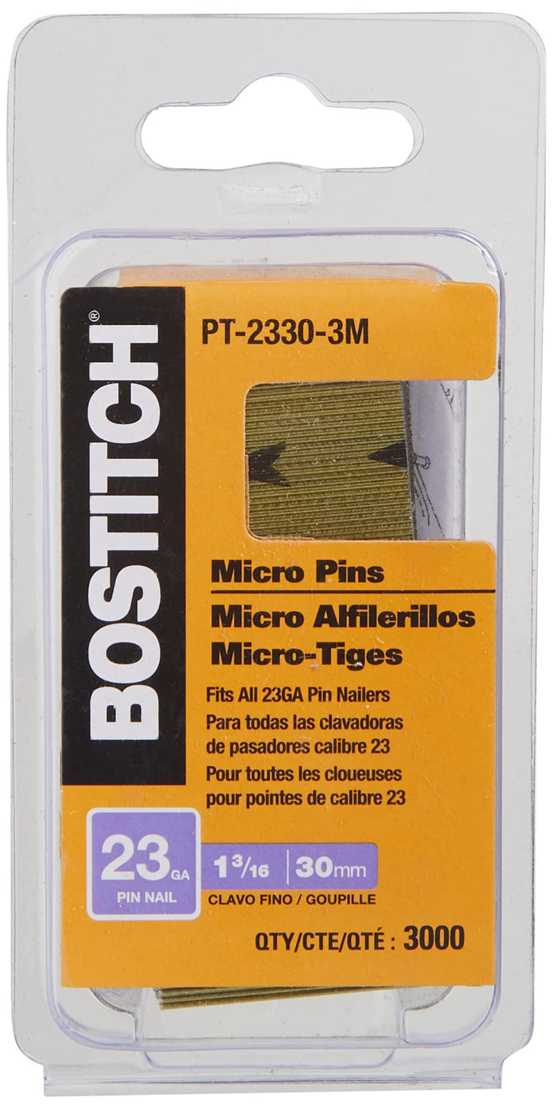 [Australia - AusPower] - BOSTITCH Pin Nails, 23 GA, 1-3/16-Inch, 3000-Pack (PT-2330-3M) 