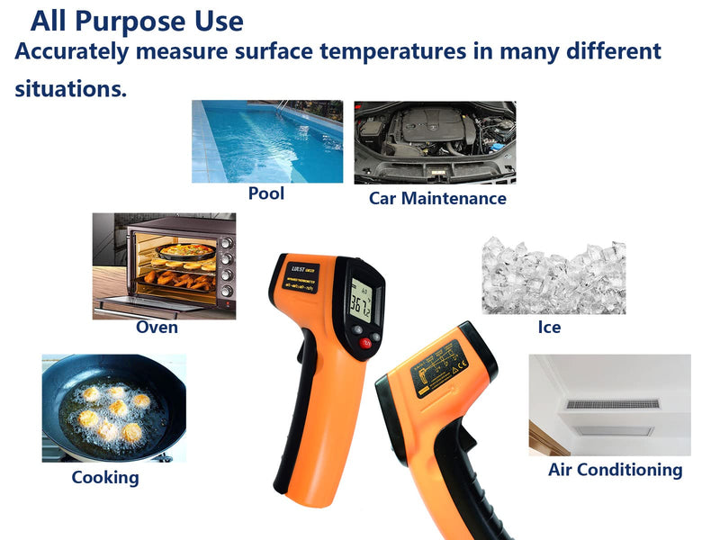 [Australia - AusPower] - LIJUST Infrared Thermometer Temperature Gun, Digital Thermometer Non-Contact Laser Infrared Ir Thermometer Gun(Not for Human) -58℉～752℉(-50℃～400℃) - Kitchen Cooking Gun, Freezer Oven Thermometer 