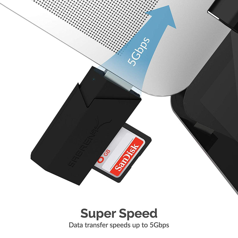 [Australia - AusPower] - SABRENT SuperSpeed 2-Slot USB 3.0 Flash Memory Card Reader for Windows, Mac, Linux, and Certain Android Systems - Supports SD , SDHC , SDXC , MMC / MicroSD , T-Flash [Black] (CR-UMSS) 2-Slot USB A 